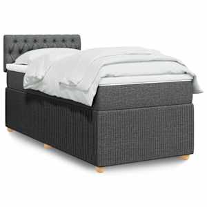 Box spring postelja z vzmetnico temno siva 100x200 cm blago