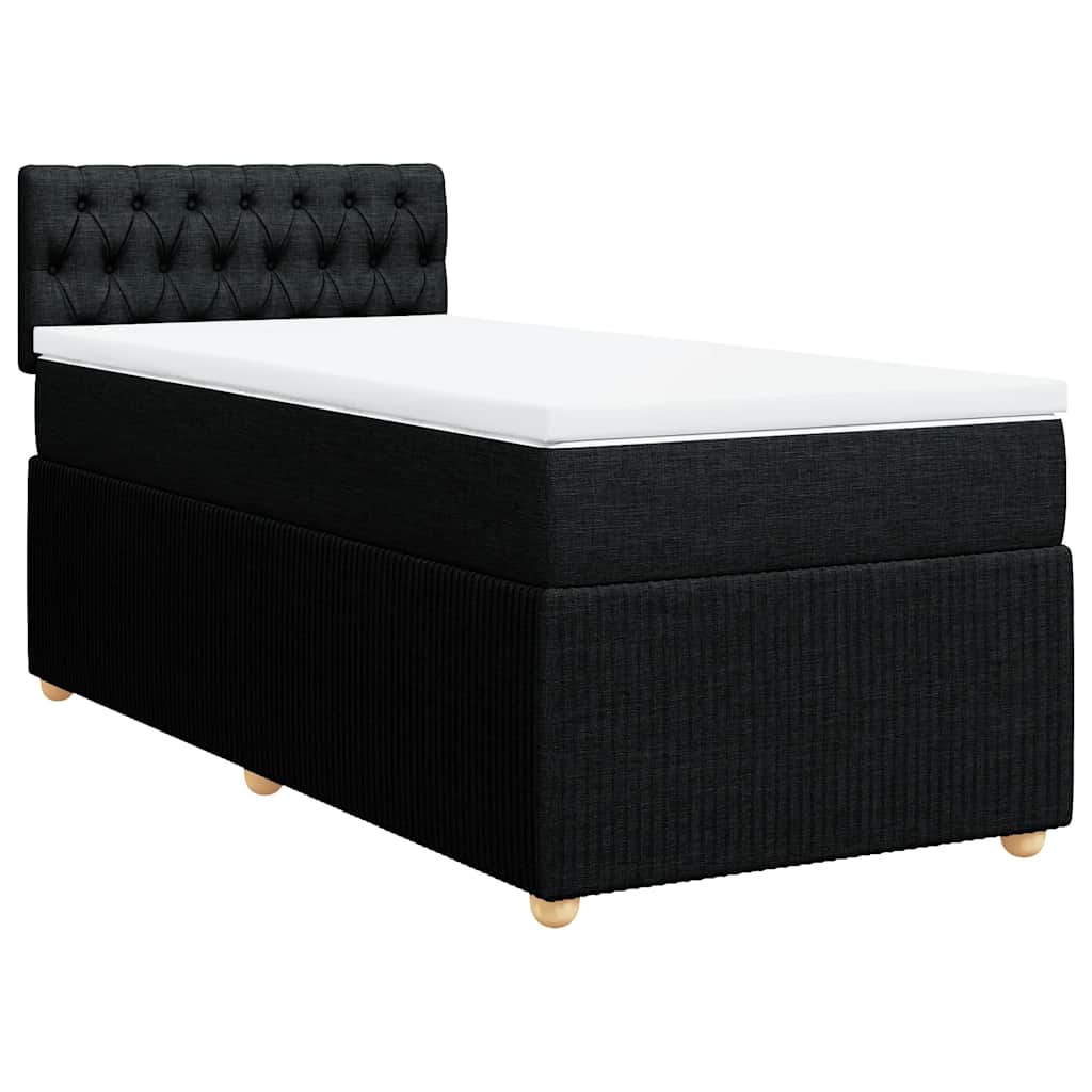 vidaXL Pat box spring cu saltea, negru, 100x200 cm, textil