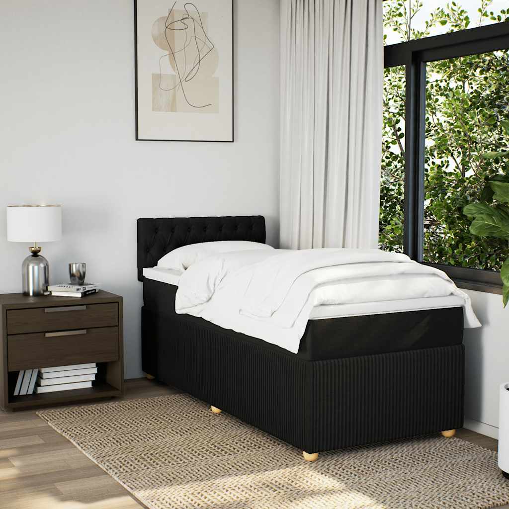 vidaXL Boxspring met matras stof zwart 100x200 cm afbeelding