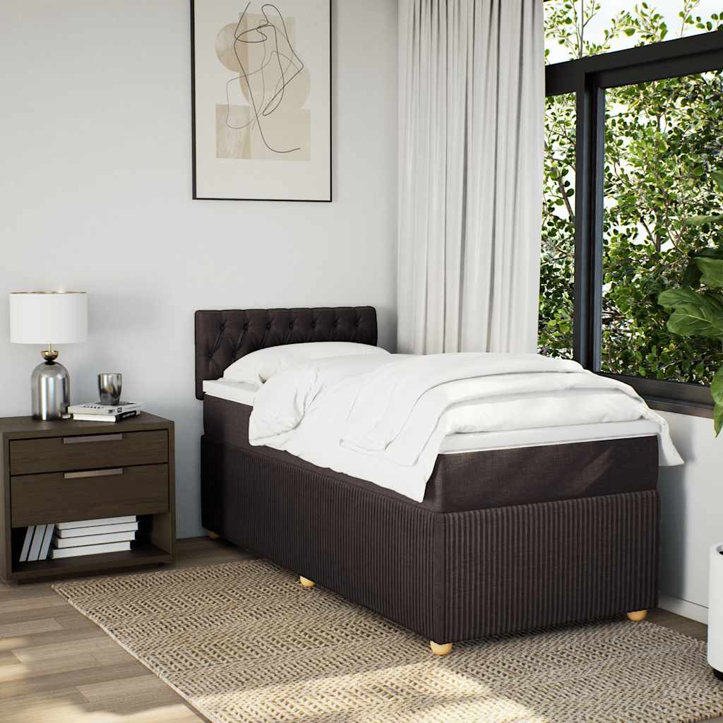 vidaXL Boxspring met matras stof donkerbruin 100x200 cm afbeelding