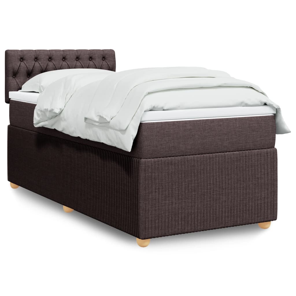 Boxspringbett mit Matratze Dunkelbraun 100×200 cm Stoff