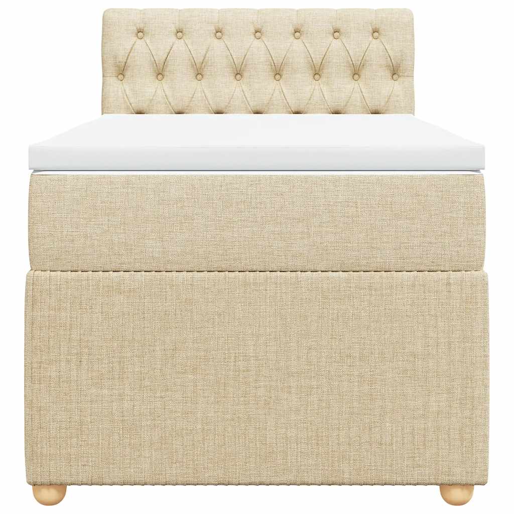 vidaXL Boxspring met matras stof crèmekleurig 100x200 cm, foto 4