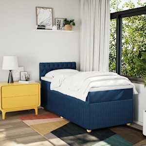 Box spring postel s matrací modrá 100 x 200 cm textil - obrázek 3