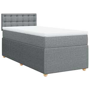 Box spring postel s matrací světle šedý 100 x 200 cm textil - obrázek 2