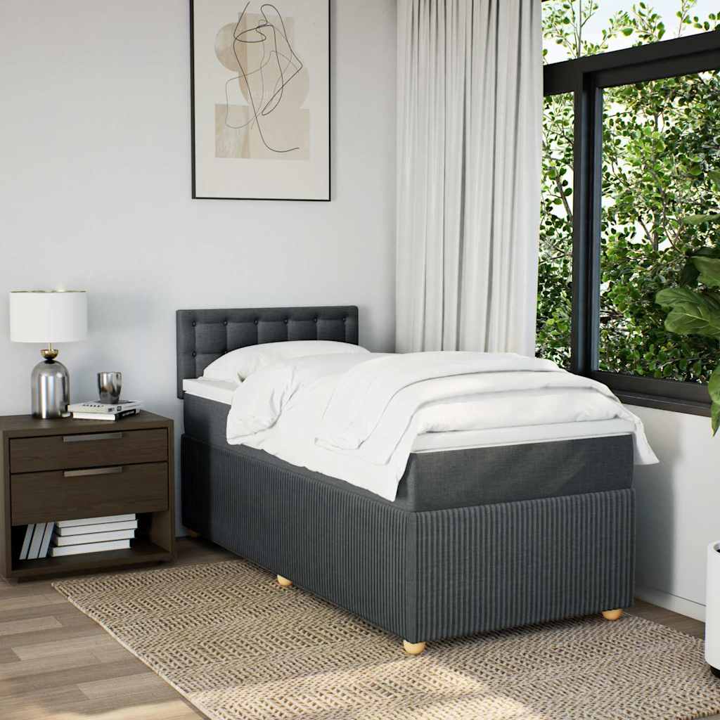 vidaXL Boxspring met matras stof donkergrijs 100x200 cm afbeelding