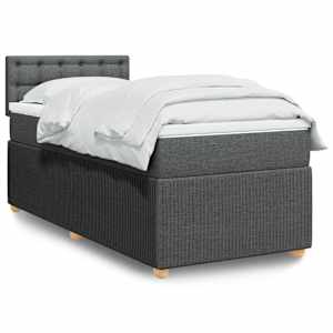 Box spring postelja z vzmetnico temno siva 100x200 cm blago