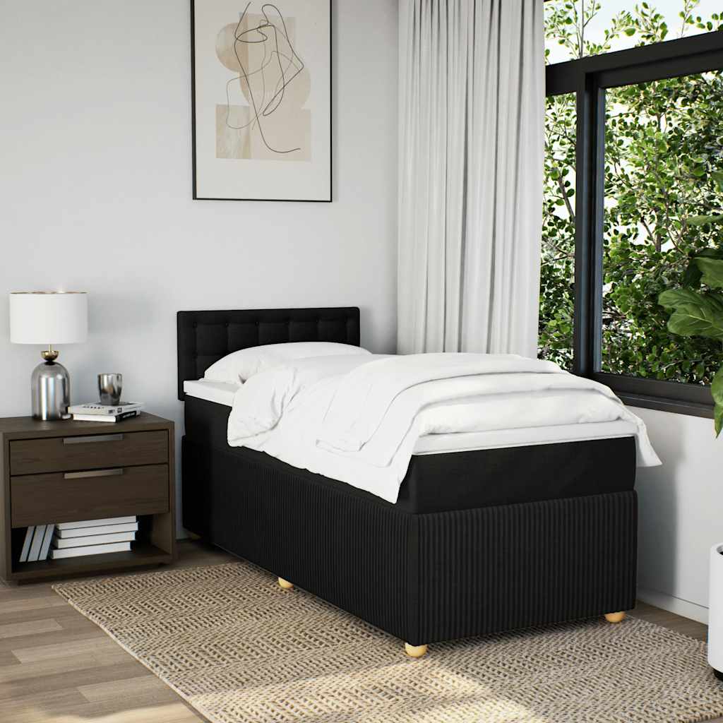 vidaXL Boxspring met matras stof zwart 100x200 cm afbeelding