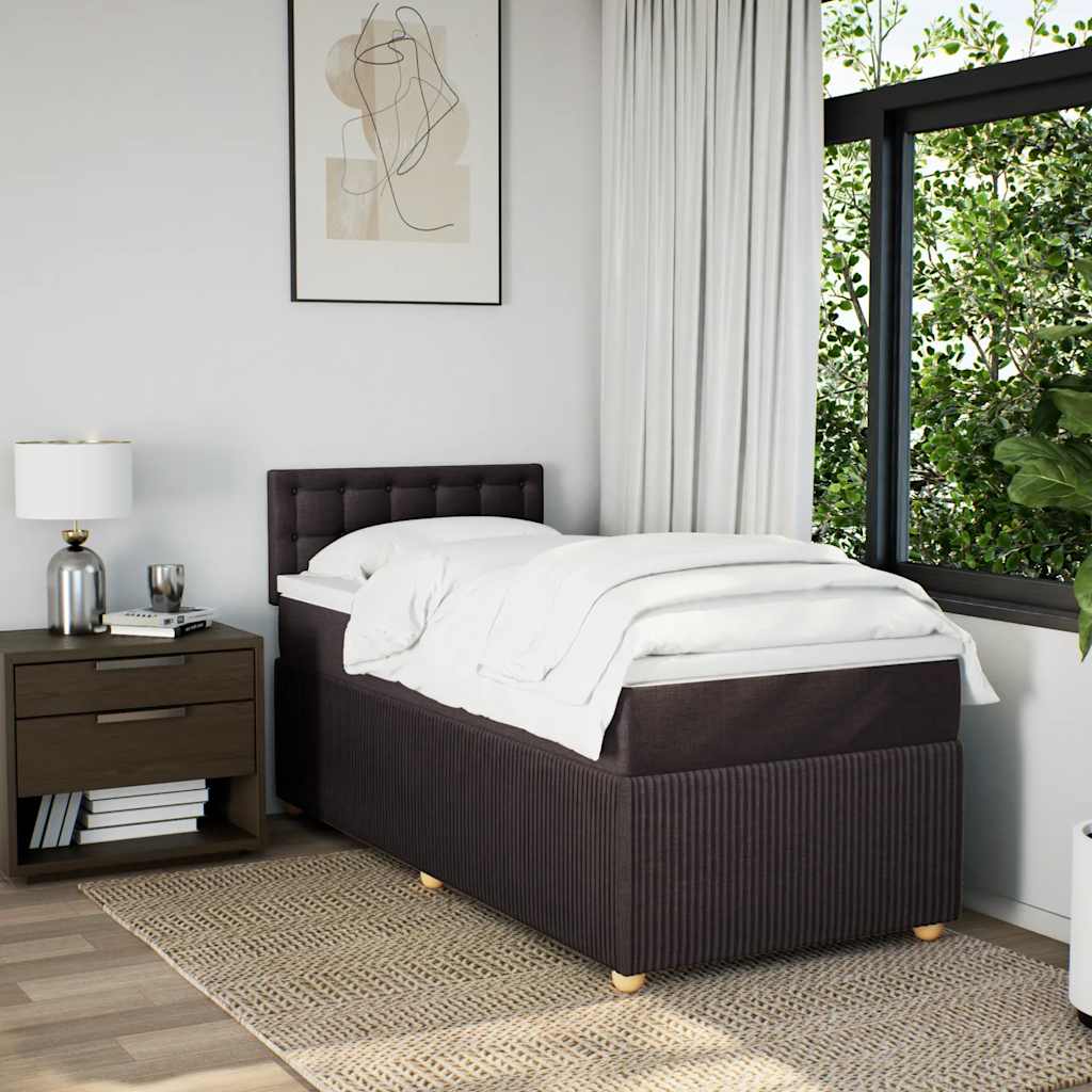 vidaXL Boxspring met matras stof donkerbruin 100x200 cm bruin, foto 2