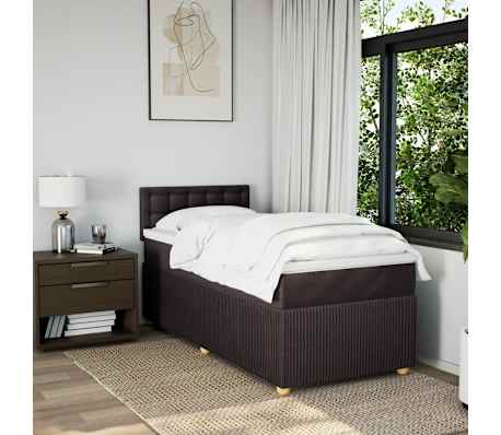 vidaXL Boxspring met matras stof donkerbruin 100x200 cm