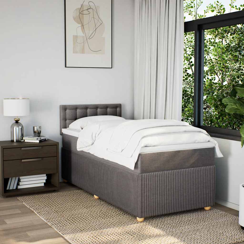 vidaXL Boxspring met matras stof taupe 100x200 cm afbeelding