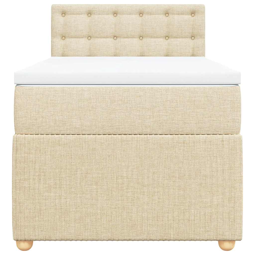 vidaXL Boxspring met matras stof crèmekleurig 100x200 cm, foto 4