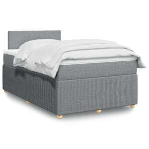 Boxspring postelja z vzmetnico svetlo siva 120x190 cm blago