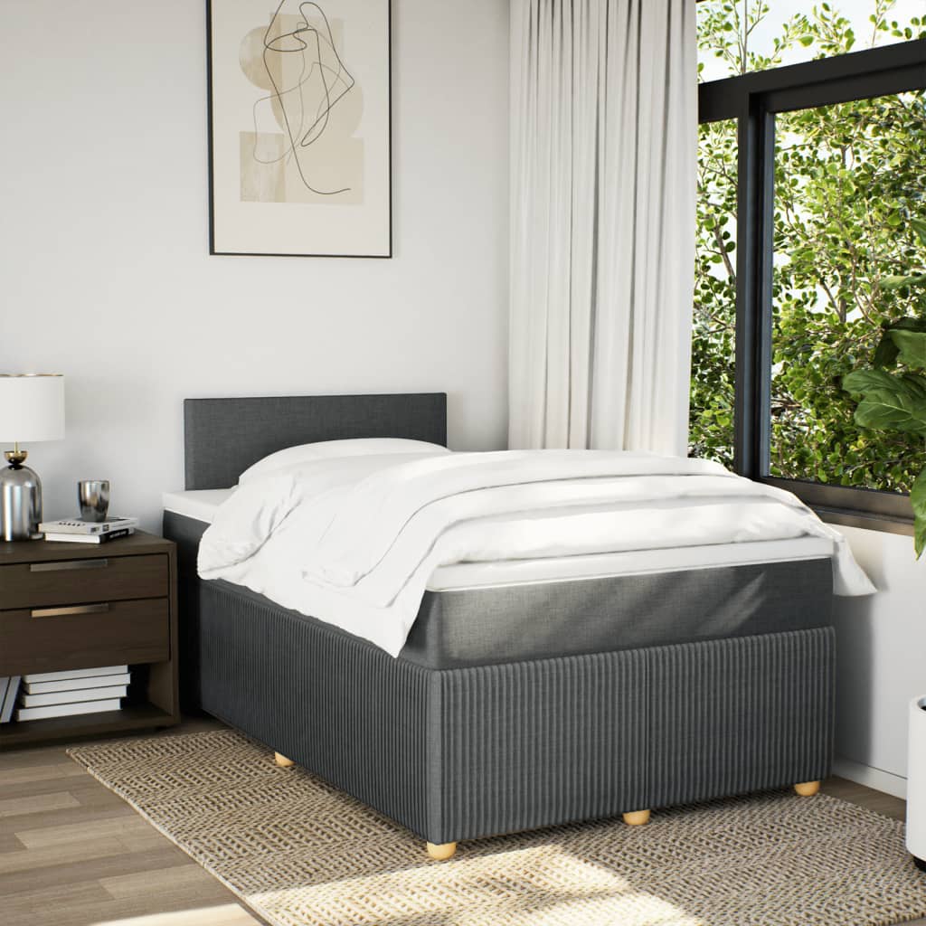 vidaXL Boxspring met matras stof donkergrijs 120x190 cm afbeelding