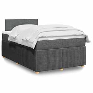 Box spring postelja z vzmetnico temno siva 120x190 cm blago
