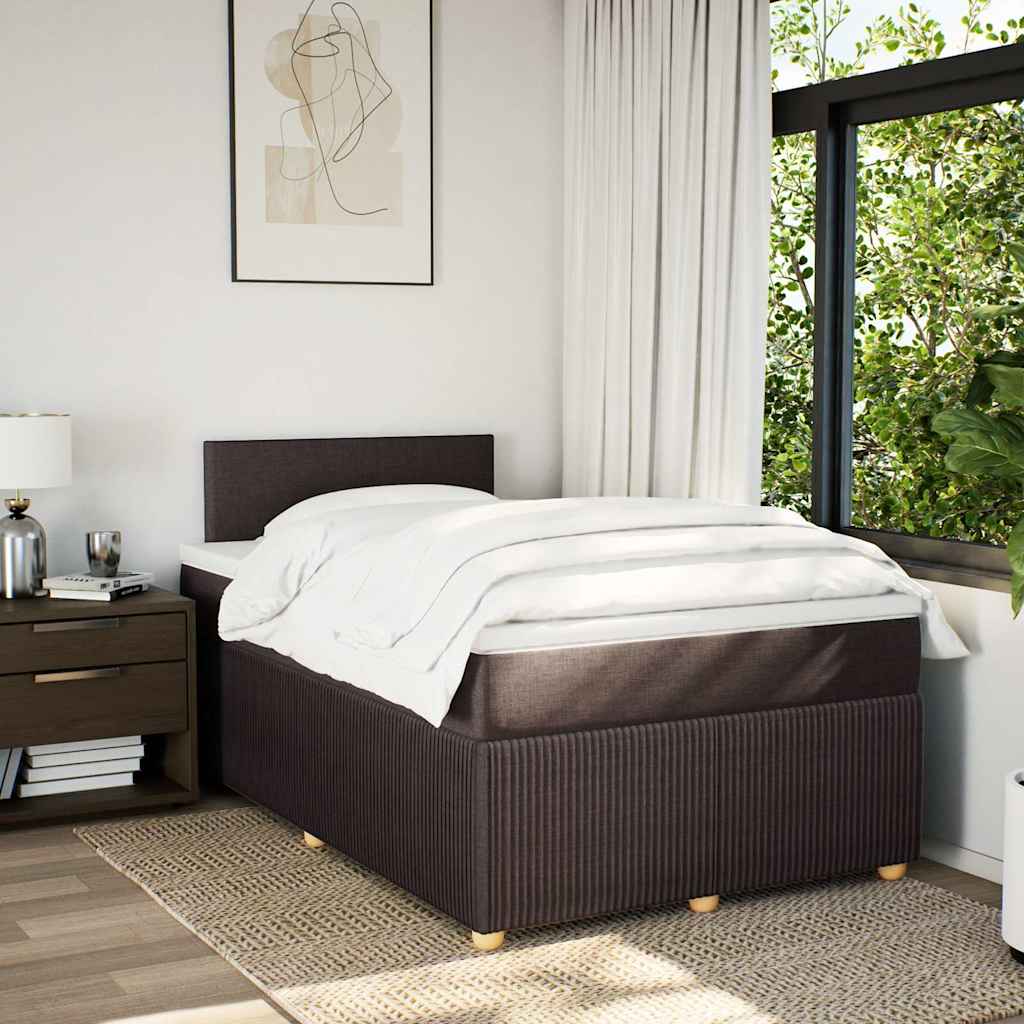 vidaXL Pat box spring cu saltea, maro închis, 120x190 cm, textil
