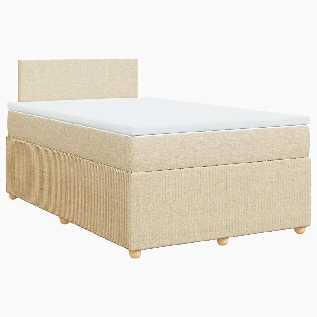 vidaXL Pat continental cu saltea, crem, 120x190 cm, textil