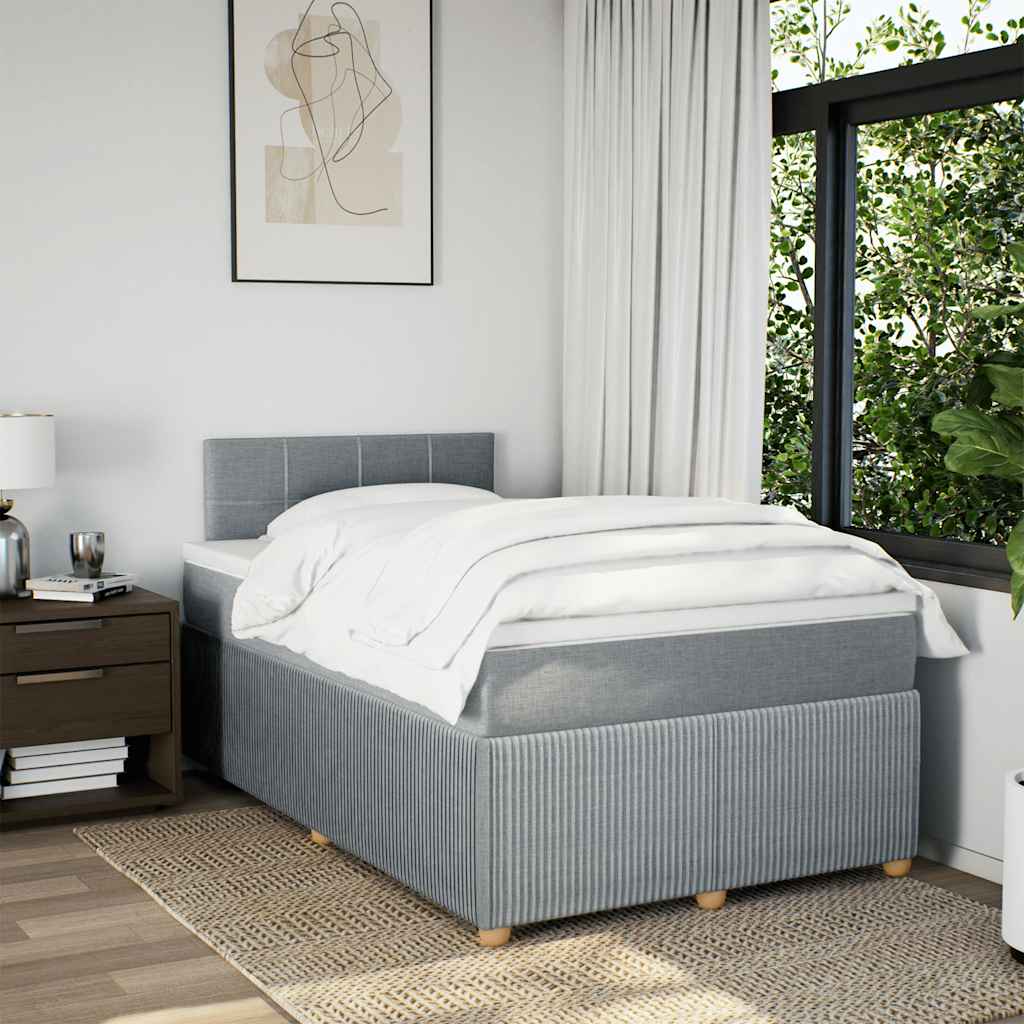 vidaXL Boxspring met matras stof lichtgrijs 120x190 cm afbeelding