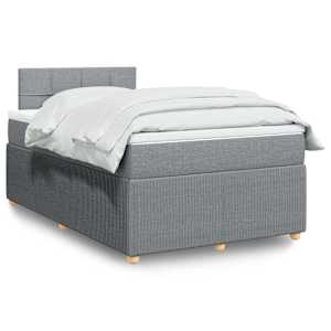 Boxspring postelja z vzmetnico svetlo siva 120x190 cm blago