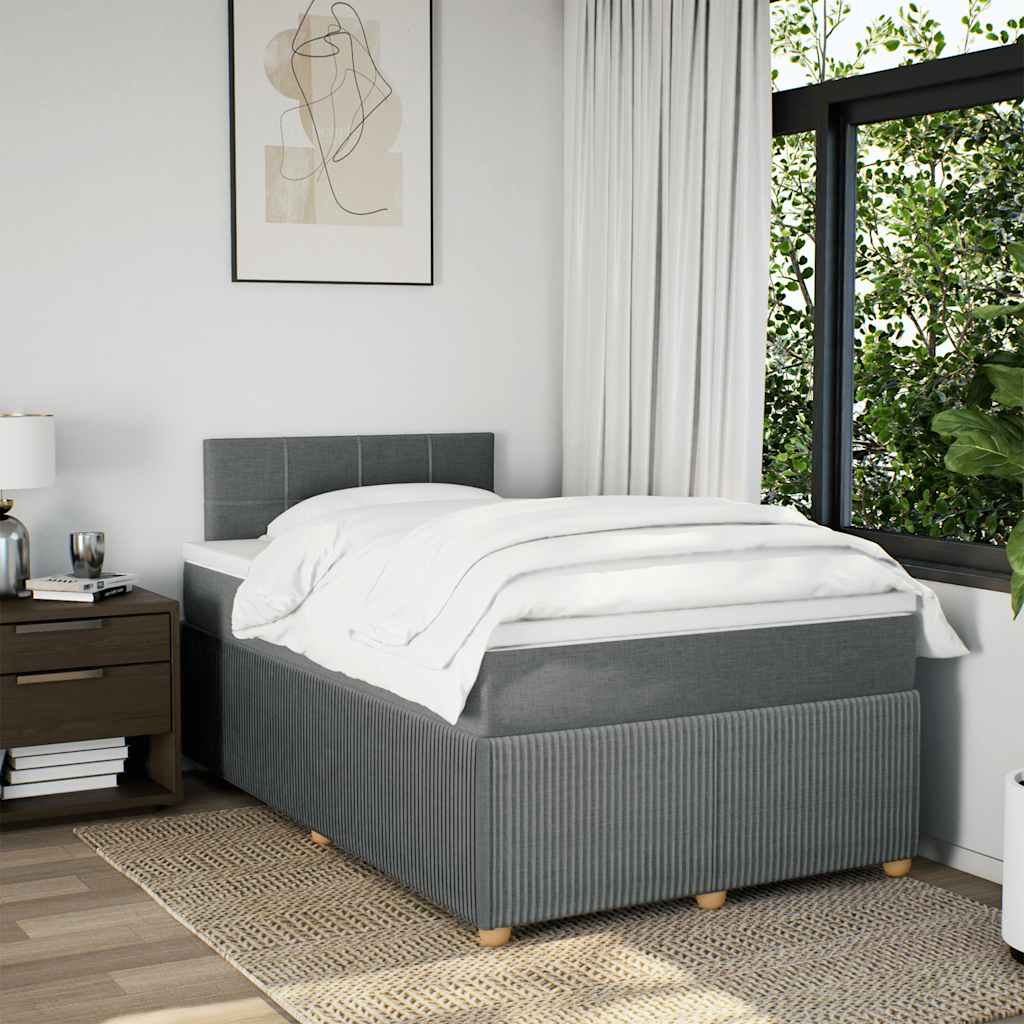 vidaXL Boxspring met matras stof donkergrijs 120x190 cm afbeelding