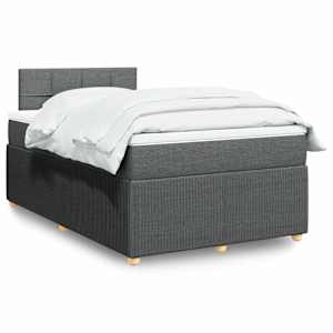 Box spring postelja z vzmetnico temno siva 120x190 cm blago