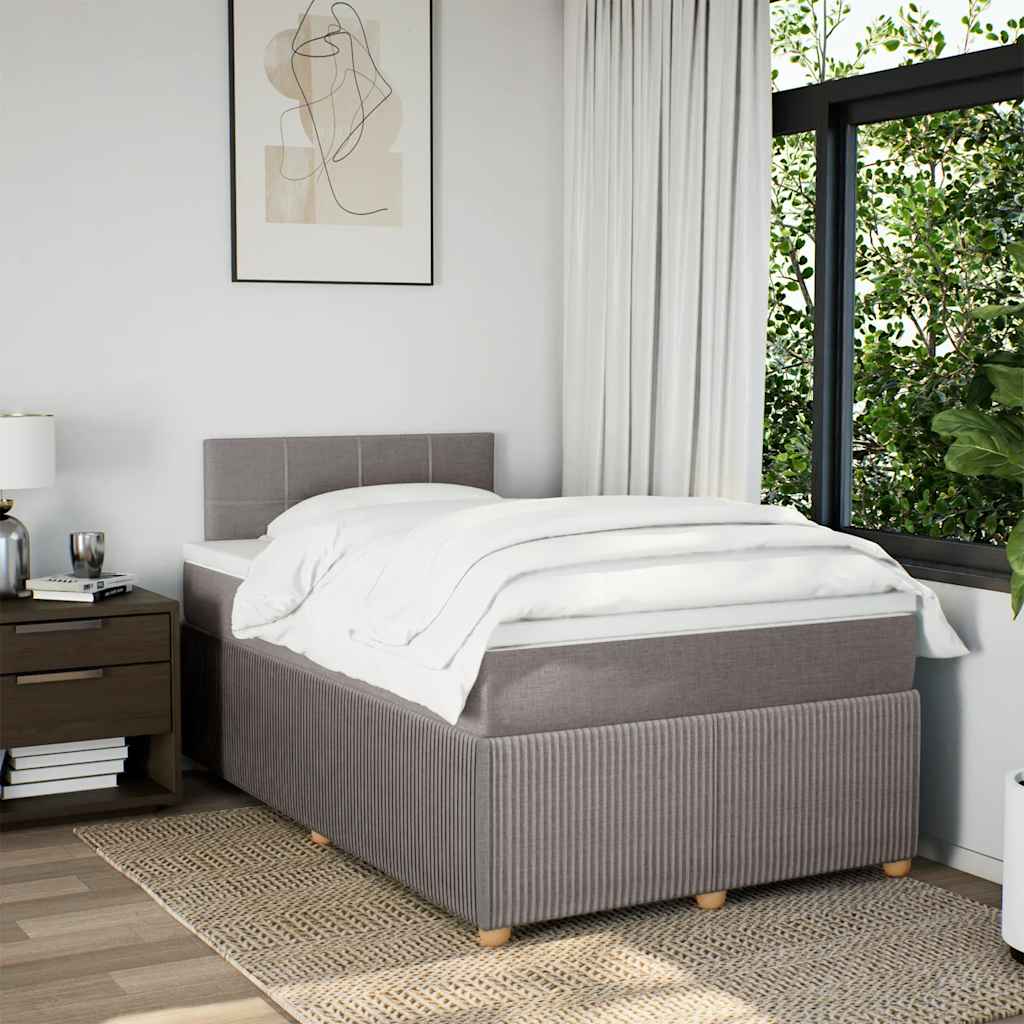 vidaXL Boxspring met matras stof taupe 120x190 cm afbeelding