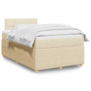 Box spring postelja z vzmetnico krem 120x190 cm blago