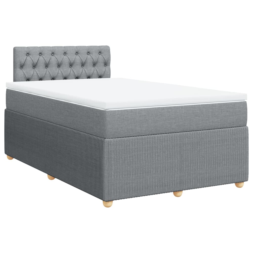 vidaXL Boxspring postelja z vzmetnico svetlo siva 120x190 cm blago