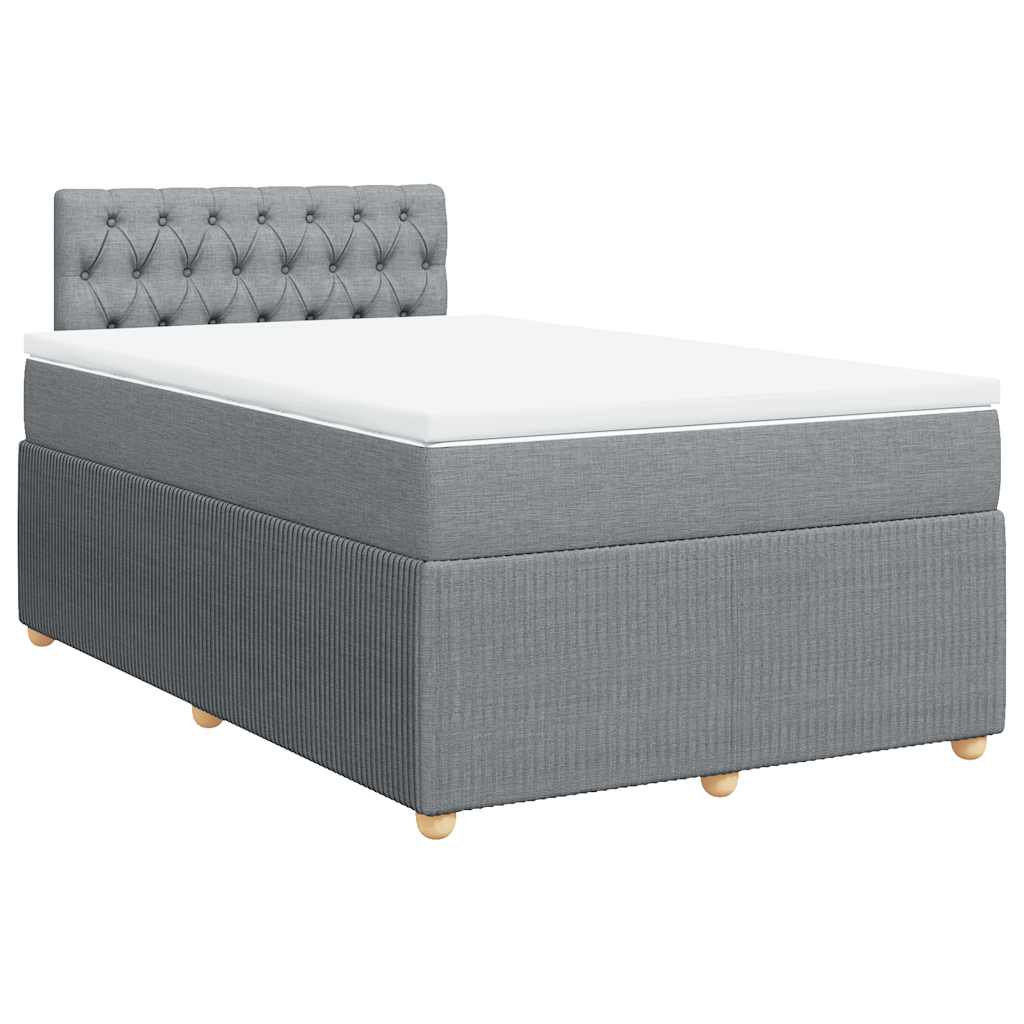 vidaXL Pat box spring cu saltea, gri deschis, 120x190 cm, textil