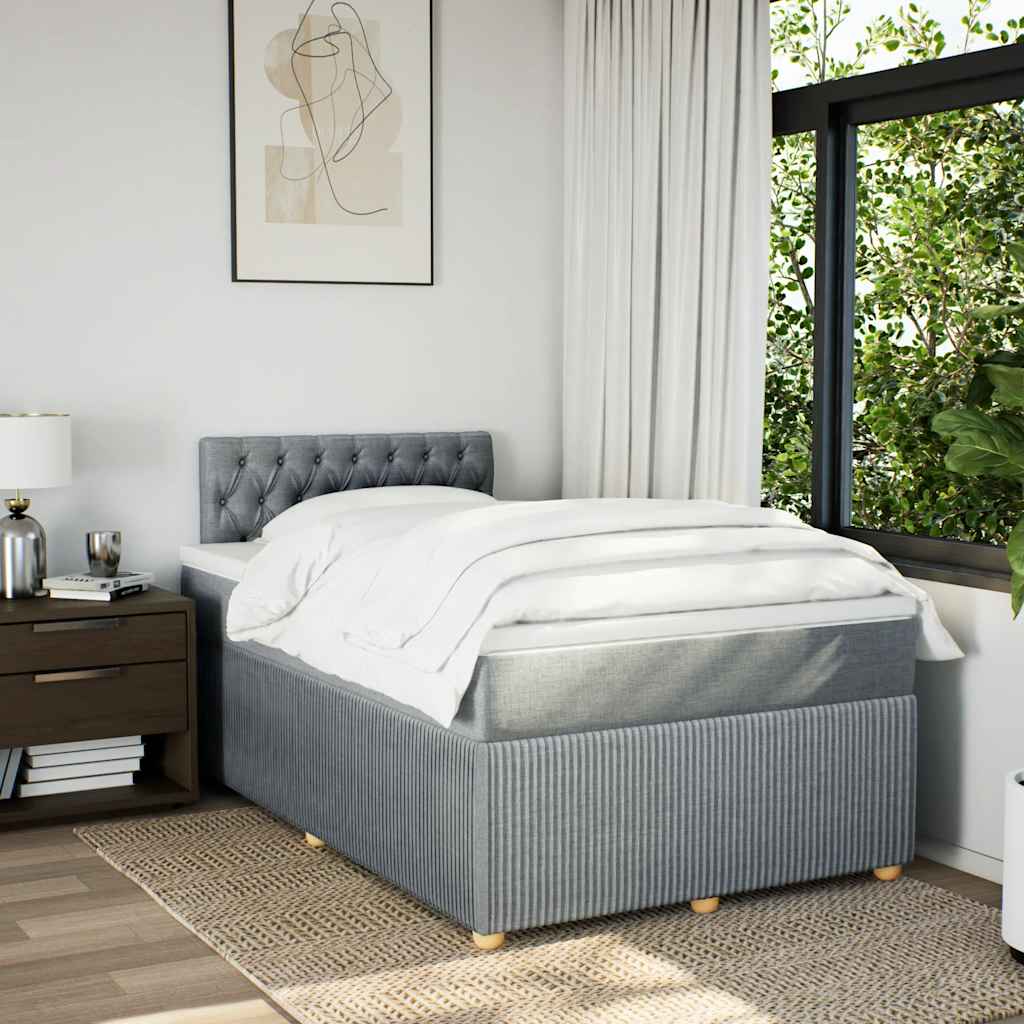 vidaXL Boxspring met matras stof lichtgrijs 120x190 cm grijs, foto 2