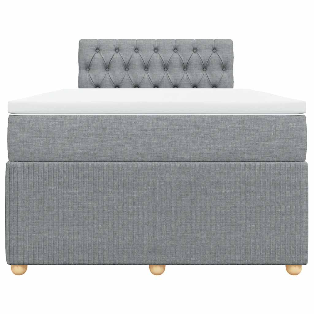 vidaXL Boxspring met matras stof lichtgrijs 120x190 cm grijs, foto 4
