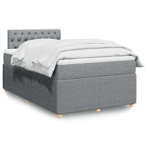 Boxspring postelja z vzmetnico svetlo siva 120x190 cm blago