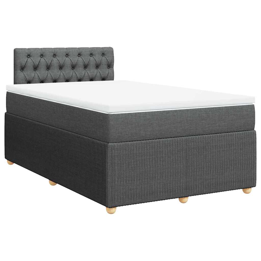 vidaXL Pat box spring cu saltea, gri închis, 120x190 cm, textil