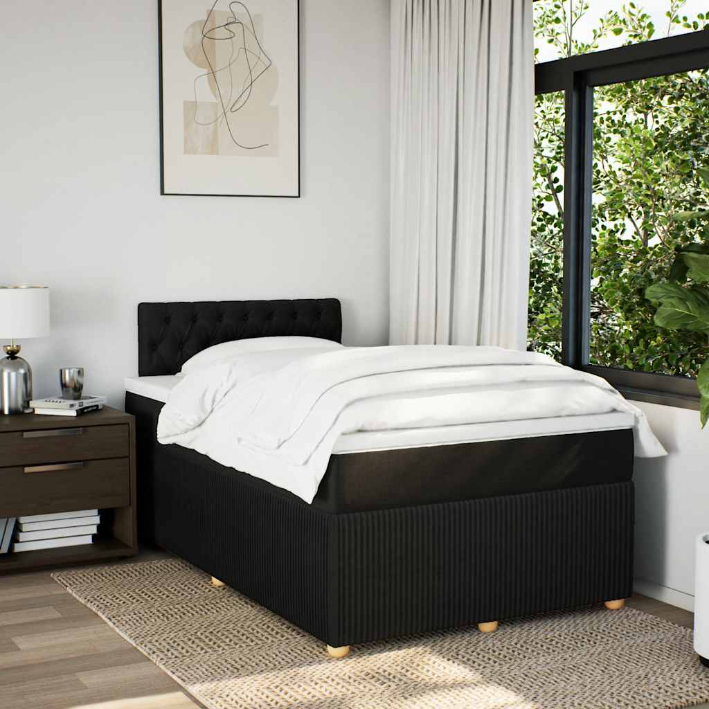 vidaXL Boxspring met matras stof zwart 120x190 cm, foto 2