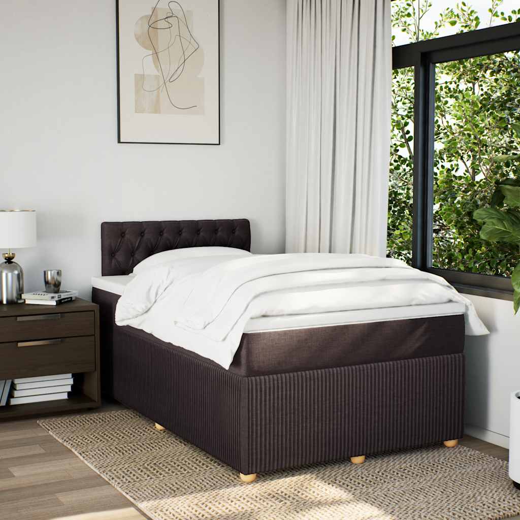 vidaXL Boxspring met matras stof donkerbruin 120x190 cm afbeelding