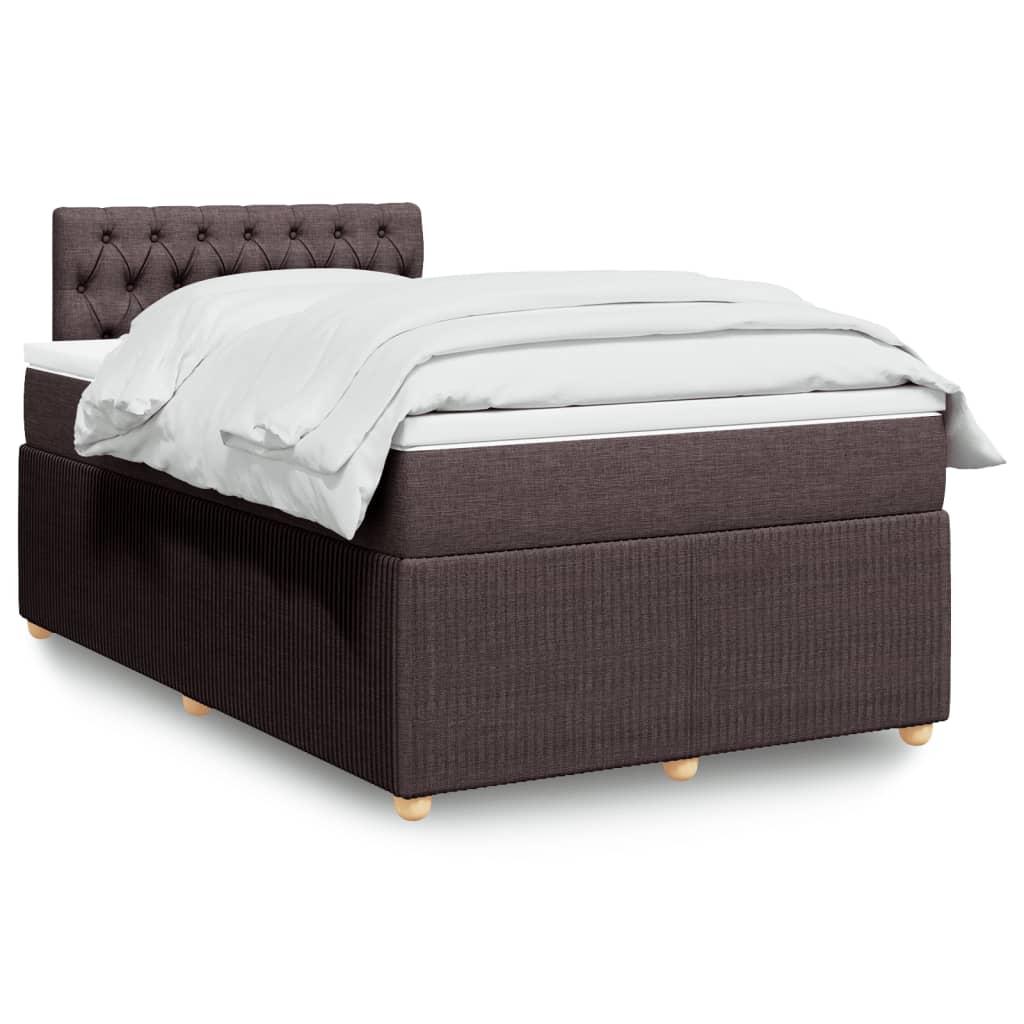 vidaXL Boxspringbett mit Matratze Dunkelbraun 120x190 cm Stoff