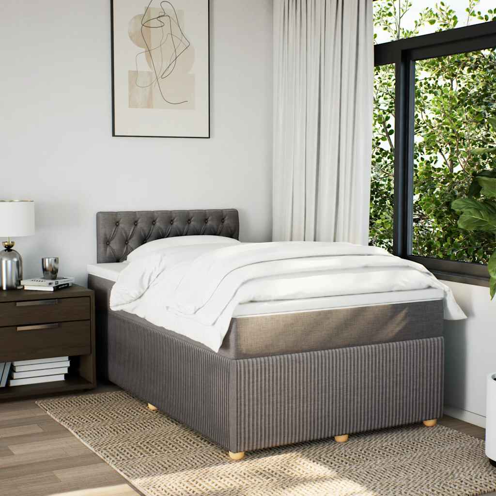 vidaXL Boxspring met matras stof taupe 120x190 cm afbeelding