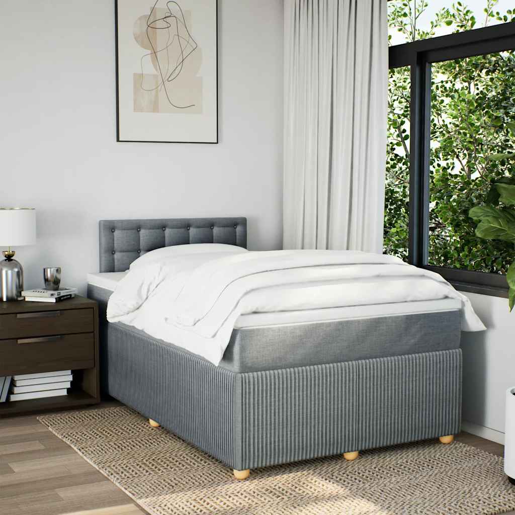 vidaXL Boxspring met matras stof lichtgrijs 120x190 cm grijs, foto 2