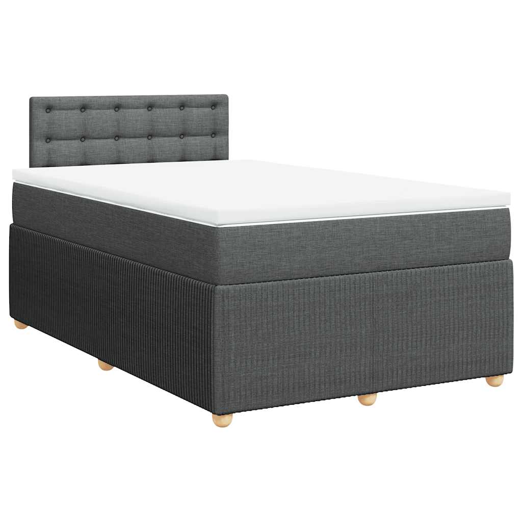 vidaXL Pat box spring cu saltea, gri închis, 120x190 cm, textil