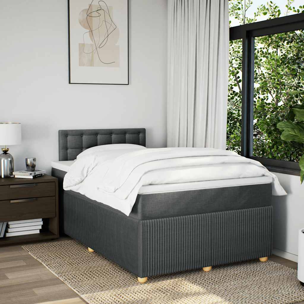 vidaXL Boxspring met matras stof donkergrijs 120x190 cm afbeelding
