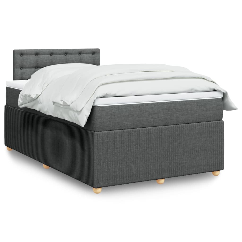 vidaXL Boxspringbett mit Matratze Dunkelgrau 120x190 cm Stoff