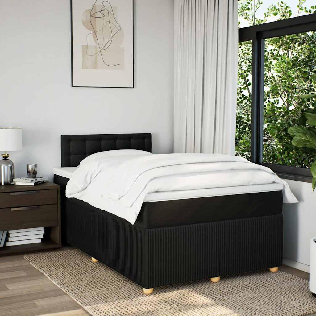 vidaXL Boxspring met matras stof zwart 120x190 cm afbeelding