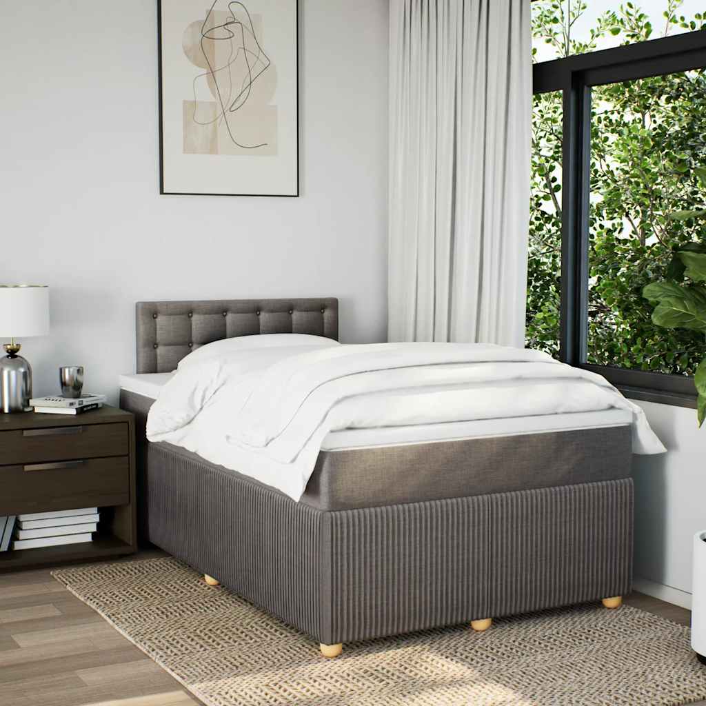 vidaXL Boxspring met matras stof taupe 120x190 cm afbeelding