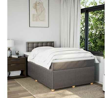 vidaXL Cama box spring con colch&oacute;n tela gris taupe 120x190 cm
