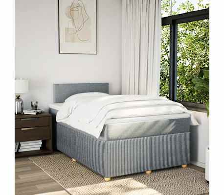 vidaXL Box spring postelja z vzmetnico svetlo siva 120x200 cm blago