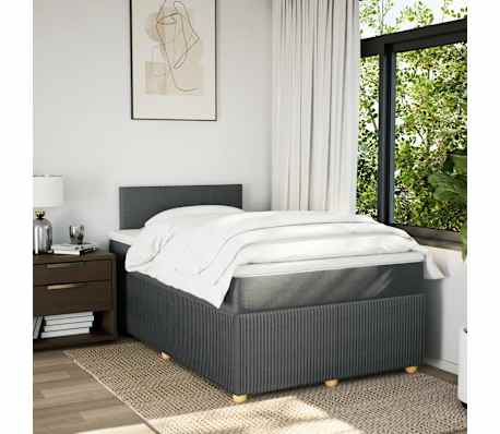 vidaXL Krevet s oprugama i madracem tamnosivi 120 x 200 cm od tkanine