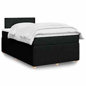 Box spring postelja z vzmetnico črn 120x200 cm blago