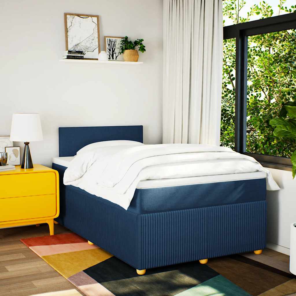 Thumbnail - vidaXL Boxspringbett mit Matratze Blau 120x200 cm Stoff