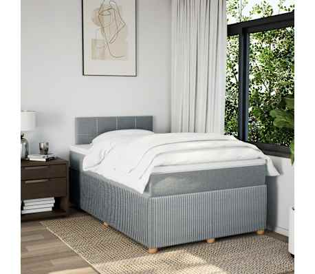vidaXL Cama box spring con colch&oacute;n tela gris claro 120x200 cm
