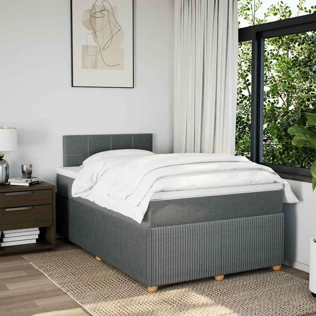 vidaXL Boxspring met matras stof donkergrijs 120x200 cm grijs, foto 2