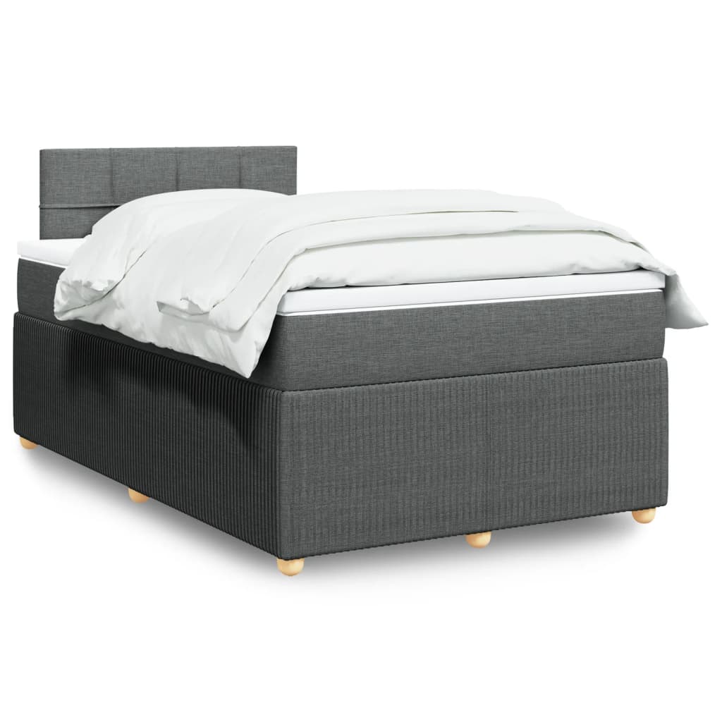 Boxspringbett mit Matratze Dunkelgrau 120×200 cm Stoff